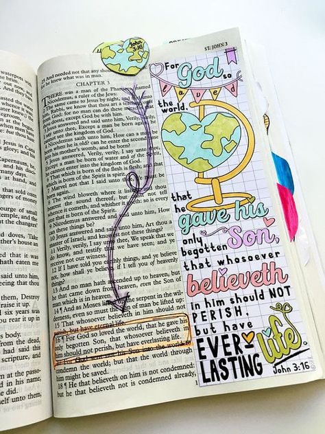 Bible Journaling Bible Verse Art Bible Verse Print great for faith journals Art Journal God so loved Bible Highlighting, Bible Doodles, Journal Bible Quotes, Bible Journal Notebooks, Bible Journals, Bible Drawing, Bible Journaling Ideas Drawings, Bible Journal Notes, Bible Doodling