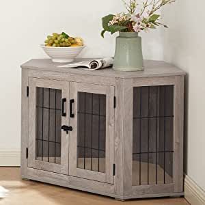 Corner Dog Crate, Dog Kennel End Table, Crate Side Table, Whiskey Barrel Furniture, Wooden Dog Kennels, Dog Kennel Furniture, Dog Crate Furniture, Contemporary Side Tables, Wooden Dog