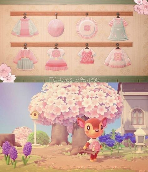 Acnh Cherry Blossom, Cherry Blossom Outfit, Clothing Codes, Animal Crossing Funny, Animal Crossing Memes, Animal Crossing Guide, Animal Sweater, Pastel Girl, Animal Crossing Qr Codes Clothes