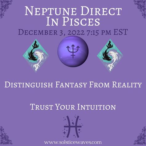 Neptune Direct In Pisces. #neptune #pisces #planettransits #astrology Pisces Neptune, Neptune Pisces, Neptune Astrology, Neptune Retrograde, Trust Yourself, Crystal Jewelry, Tennessee, Astrology, History