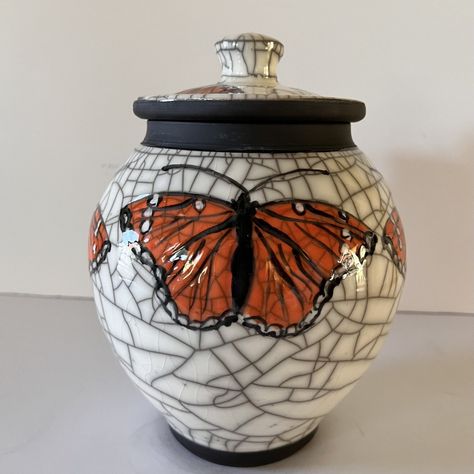 Monarch Butterfly Urn for Ashes, Ceramic Monarch Butterfly Urn with Large Hand painted butterflies. by SpiritpetShop on Etsy Painted Butterflies, Ceramic Butterfly, Murrells Inlet Sc, Horse And Human, Murrells Inlet, Ceramic Urn, Urn For Ashes, Monarch Butterflies, Raku Pottery