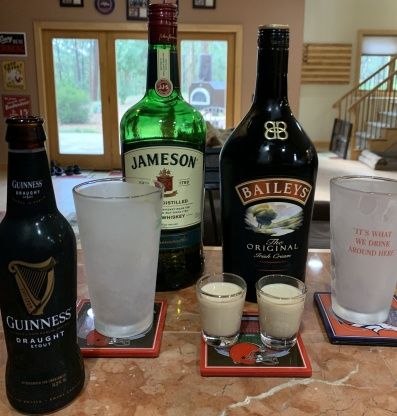 Irish Car Bomb Recipe - Food.com Irish Car Bomb, Irish Car, Car Bomb, Jameson Irish Whiskey, Bombe Recipe, Ice Cold Beer, Happy Happy Happy, Baileys Irish, Favorite Cookbooks