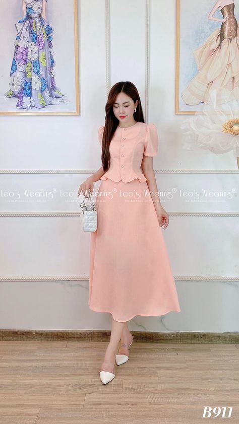 Sunday Dress Mizo Tleirawl, Salmon Dress Outfit, Sunday Dress Mizo, Kawr Design, Mizo Sunday Dress Design, Sunday Dress Outfit, Office Gown, Smart Casual Dress, Simple Gowns