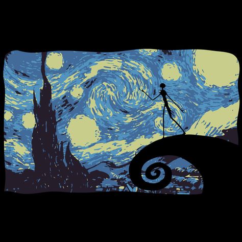 The Nightmare Before Chistmas - Vincent van Gogh Nightmare Before Christmas Van Gogh, Nightmare Before Christmas Wallpaper Pc, Nightmare Before Christmas Artwork, Jack Painting, Van Gogh Wallpaper, Nightmare Before Christmas Wallpaper, Wallpaper Notebook, Fan Girling, Christmas Artwork