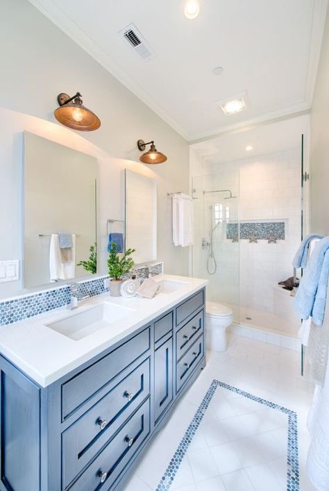 Beach House Bathroom, Beach House Interior Design, House Bathrooms, Bathroom Redesign, Bathroom Remodel Designs, Bathroom Remodel Shower, Beach House Interior, Bathroom Inspiration Decor, Upstairs Bathrooms