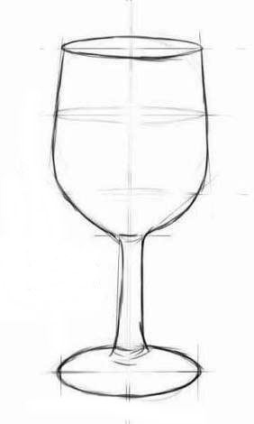 Ein interessantes Bild für Ihre Küche können Sie zeichnen: Glas mit Wasser zeichnen. Es sieht sehr ungewöhnlich aus. Schauen Sie diese Anleitung an: Wine Glass Drawing, Basic Sketching, Bottle Drawing, Flower Drawing Tutorials, Wine Painting, Object Drawing, Art Drawings Sketches Pencil, Basic Drawing, Wine Art