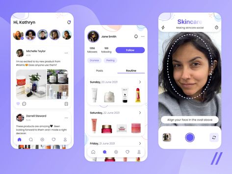 Skin Care App Design, Skincare App Design, Skin Care Illustration, Skincare App, Routine App, Ux Design Trends, Makeup App, Mobile Skin, Beauty App