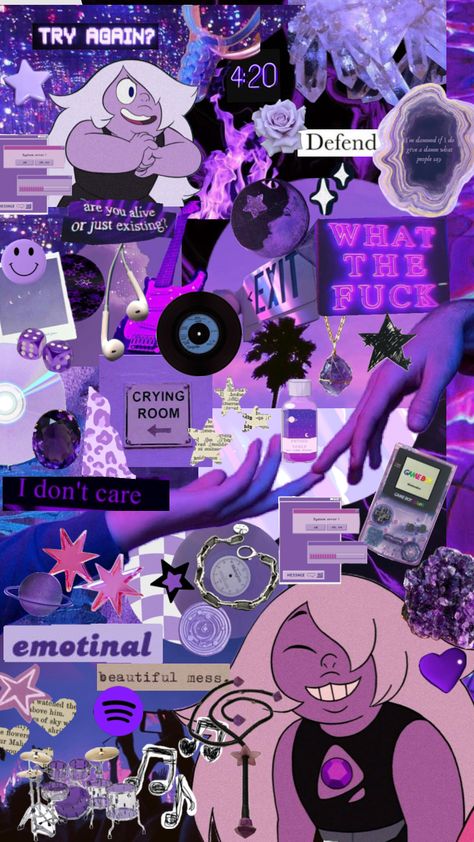 Amethyst 💜 #amythest #su #stevenuniverse #stevenuniversefuture #art #quotes #vibes #wallpaper Bismuth Steven Universe, Amethyst Su, Amethyst Steven Universe, Steven Universe Wallpaper, Steven Universe Anime, Frog Drawing, Vibes Wallpaper, Steven Universe Gem, Tablet Wallpaper