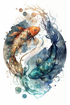 Koi Art, Animal Illustration Art, Jdm Wallpaper, Hair Anime, Fish Drawings, Cat Air, 수채화 그림, Art Et Illustration, Zodiac Art