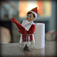 elf-on-the-shelf-poops-chocolate-kisses Elf On The Shelves, Elf Of The Shelf, Easy Elf On The Shelf, Christmas Elf Ideas, Elf Shelf, Christmas Elf On The Shelf, Easy Elf, Awesome Elf On The Shelf Ideas, Elf Props