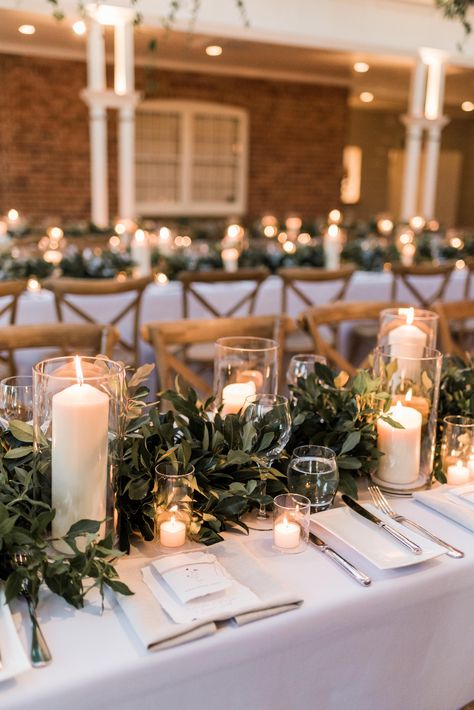 Table Centrepiece Candle, Foliage Runner Wedding, Christmas Wedding Table Runner, Foliage Wedding Table Decorations, Green Floral Table Runner, Green Wedding Centrepiece, Green Centrepiece Wedding, Modern Green Wedding Decor, Foliage Table Runner Wedding