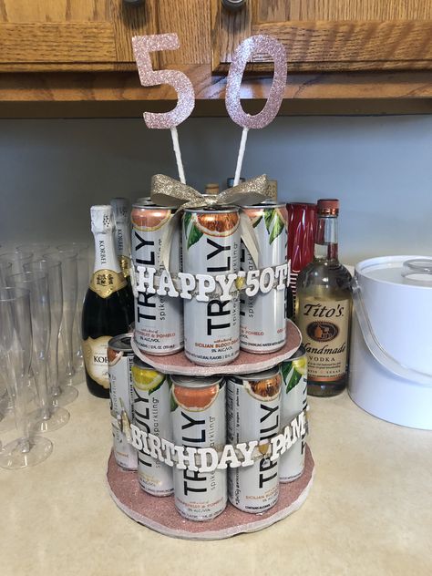 Beer Tower, Beer Cake, Truly Beer Tower, 50th Birthday Seltzer Tower Cake, Truly Cake Tower, Seltzer Cake Tower, Truly Seltzer Birthday Cake, Drink Cake Tower, Alcohol Cake Tower, Seltzer Cake, Beer Tower Cake, Beer Cake Tower