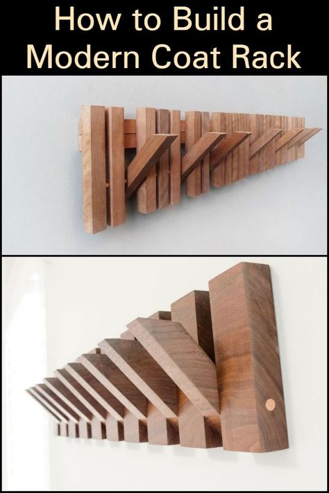 Coat Rack Wood Diy, Coat Hanger And Bench Entryway, Diy Wood Wall Coat Hanger, Coat Hanger Rack, Cost Rack Ideas, Diy Wood Hanger, Wooden Coat Hanger Ideas, Coat Hanger Wood, Wood Wall Coat Rack