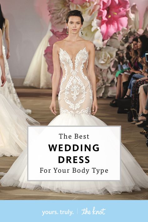 The Best Wedding Dress For Your Body Type Wedding Dress For Straight Body Type, Best Wedding Dresses For Tall Brides, Wedding Dress By Body Type, Wedding Dresses For Broad Shoulders, Wedding Dress For Broad Shoulders, Dresses For Broad Shoulders, Wedding Dress Body Type, Fitted Wedding Gown, Dress For Your Body Type