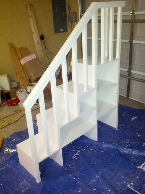 Diy Loft Bed Stairs With Storage, Loft Bed With Stairs Plans, Diy Bunk Bed Stairs, Bunk Bed Stairs, Bunk Bed Steps, Loft Bed Stairs, White Bunk Bed, Stairs Diy, Bunk Bed With Stairs