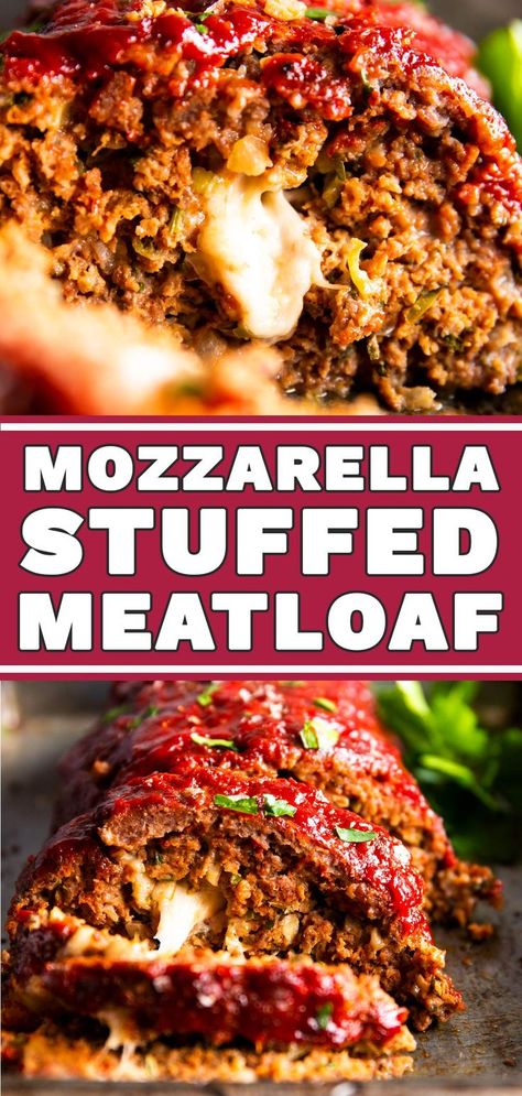 Meatloaf Recipe With Cheese, Mozzarella Stuffed Meatloaf, Cheese Meatloaf, Cheese Stuffed Meatloaf, Stuffed Meatloaf, Italian Meatloaf, Classic Meatloaf Recipe, Good Meatloaf Recipe, Mozzarella Recipes