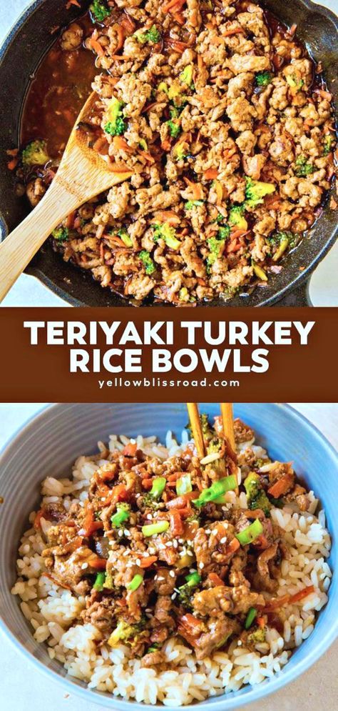 Ground turkey recipes easy | Healthy eating | Healthy recipes | Ground turkey recipes healthy | Healthy turkey recipes | Health dinner recipes Teriyaki Turkey Rice Bowl, Ground Turkey Teriyaki, Turkey Rice Bowl, Ground Turkey Recipe, Teriyaki Turkey, Sweet Teriyaki Sauce, Easy Weeknight Dinners Healthy, Ground Turkey Recipes Easy, Healthy Turkey Recipes