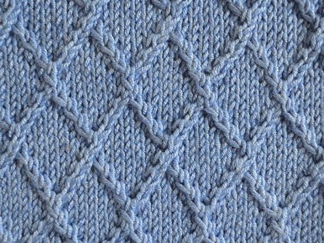 Diamond Lattice Knitting Stitch. How to Knit the Left and Right Twists Left Twist (LT) – Skip the first stitch and knit the second stitch... Knit Stitch Patterns Cables, Knit Stitch Patterns Free, Diamond Texture, Cable Knitting Patterns, Baby Boy Knitting Patterns, Knitting Stitches Tutorial, Cable Knitting, Knitted Blanket, Lace Knitting Patterns