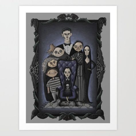 The Addams Family Art Print by Katie Carberry - X-Small Adams Family Art, The Addams Family Art, Addams Family Art, The Addams Family Halloween, Addams Family Cartoon, Addams Family Theme, Addams Familie, Family Art Print, Tim Burton Art