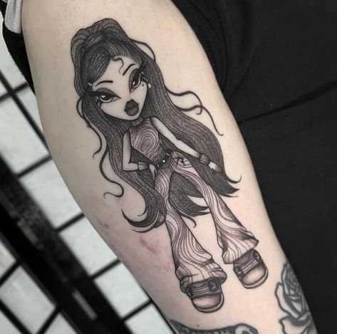 Bratz Tattoo, Cute Thigh Tattoos, Doll Tattoo, Tasteful Tattoos, Leg Tattoos Women, Tattoo Style Drawings, Cute Tattoos For Women, Tattoo Flash Art, Elegant Tattoos