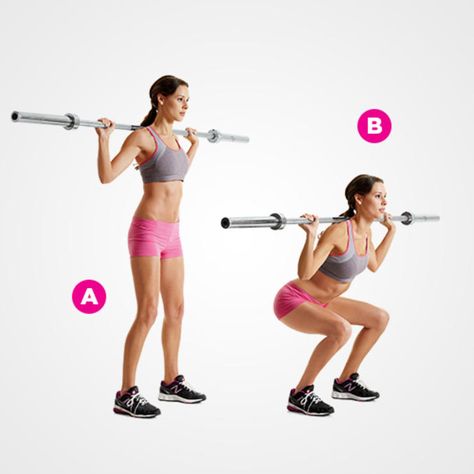 Squats With Weights Bar, Barbell Squat Workout, Squat Workout At Home, Quad Day, Barbell Workout For Women, Vision Board Planning, Trx Gym, Sport At Home, Exercises With Dumbbells