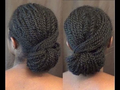 Flat twist low bun Crochet Updo, Twists Locs, Braids Styling, Hairstyle Videos, Two Strand Twists, American Hairstyles, Twist Styles, Mini Twists, Loc Journey