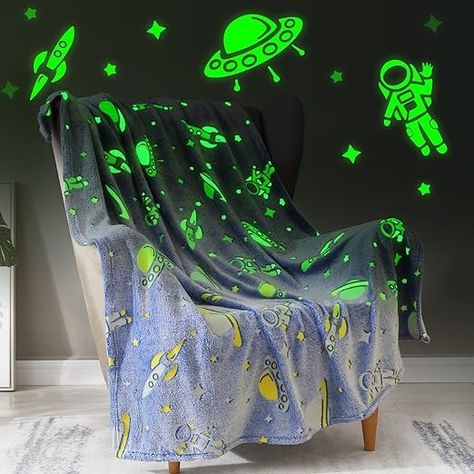 Amazon.com: Glow in The Dark Blanket Space Gifts for Boys - Glowing Star Astronaut Spaceship Rocket Planet Soft Plush Galaxy Throw Blanket Gift Ideas for Kids Teens Girls Boy Birthday Christmas 50" x 60" : Home & Kitchen Space Gifts, Glowing Star, Space Blanket, Throw Blanket Gift, Space Gift, Plush Throw Blankets, Boys Christmas, Blanket Gift, Season Colors