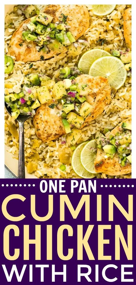 Pineapple Avocado Salsa, Cumin Recipes, Ramen Noodle Recipes Easy, Cumin Chicken, Chicken Easy, One Skillet, Avocado Salsa, Dinner Recipes Easy Quick, Healthy Pasta Recipes