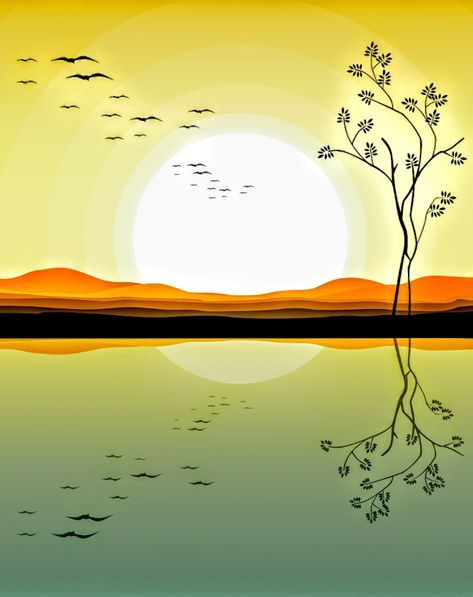 The life is same like a sun sat Sun Rise Drawing Art, Sun Rise Drawing, Water Reflection Drawing, Rise Drawing, Oneplus Wallpapers, Sun Rise, Mural Wall, Water Reflections, Blurred Background