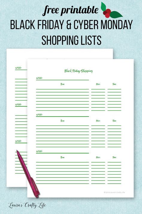 Free printable Black Friday shopping list and Cyber Monday shopping list - get organized for the holidays with a holiday binder. #holiday #binder #freeprintables #laurascraftylife Sales Planning, Holiday Budget Planner, Black Friday Shopping List, Printable Shopping List, Technology Life, Home Management Binder, Planner Tips, Budget Holidays, Christmas Planner