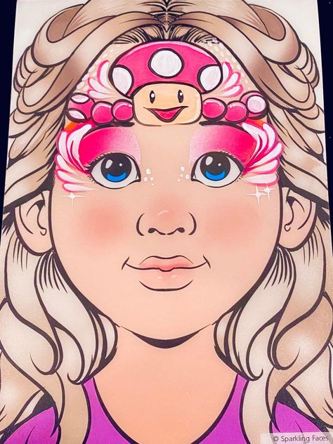 Princess Peach Face Paint, Mario Face Painting, Mario Face Paint, Mario Face, Painting Cartoon, Halloween Eye Makeup, Kids Face Paint, Super Mario Birthday, Princesa Peach