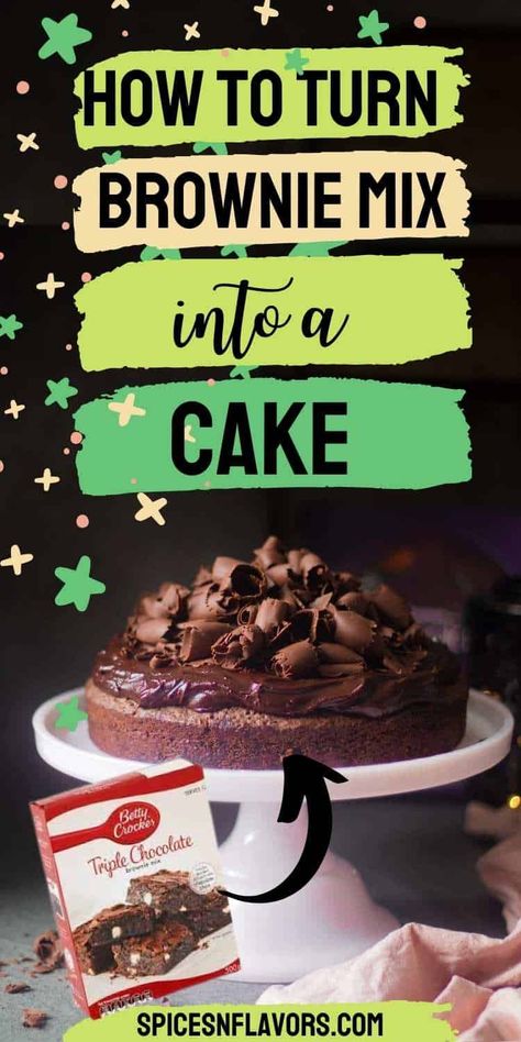 How To Make Brownies More Cake Like, Cake Like Brownies From A Box How To Make, Brownie Cake From Mix Boxes, Cake With Brownie Mix Recipe, Boxed Brownie Mix Uses, Brownie Mix Chocolate Cake, Brownie Mix To Cake, Turn White Cake Mix Into Chocolate, Brownie Mix Bread