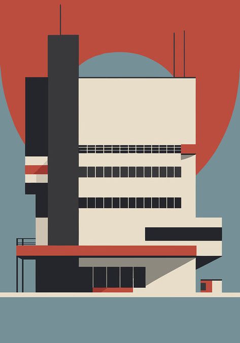 Bauhaus Inspired Design, Bauhaus Architecture Buildings, Bauhaus Design Graphic, Bauhaus Elements, Bauhaus Architecture Interior, Architectural Posters, Bauhaus Illustration, Posters Architecture, Architecture Design Poster