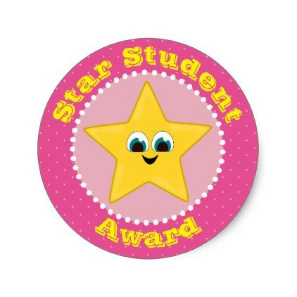 Star Student School Award Classic Round Sticker - diy cyo customize unique special Student Awards Certificates, Yellow Stickers, Student Clipart, Toddler Play Area, Star Student, Pen Toppers, School Awards, First Day School, Star Students