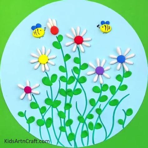 Beautiful Flower Garden Craft Idea Using Cotton Earbud Tutorial Check more at https://www.kidsartncraft.com/clay-garden-earbud-craft-tutorial/ Ear Buds Craft Ideas, Earbud Craft, Ear Buds Craft, Flower Garden Craft, Clay Garden, Beautiful Flower Garden, Ear Bud, Ear Buds, Beautiful Flowers Garden