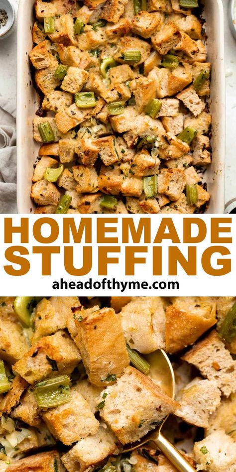 Oven Stuffing Recipes, Stuffing In The Oven, Stuffing From Scratch, Homemade Stuffing Recipe, Traditional Stuffing Recipe, Homemade Stuffing Recipes, Traditional Stuffing, Homemade Stuffing, Stuffing Recipes For Thanksgiving