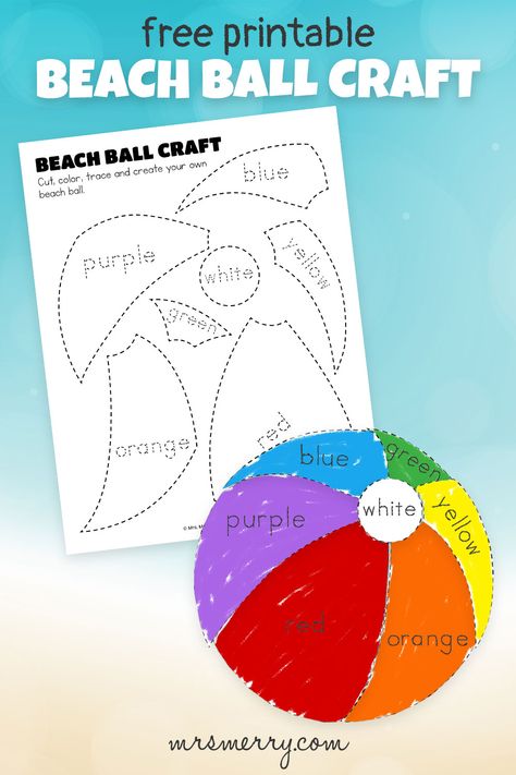 free beach ball craft Beach Ball Craft, Beach Ball Crafts, Printable For Preschool, Paper Plate Art, Letter D Crafts, Ball Craft, Holiday Art Projects, Activity For Preschoolers, Summer Art Projects