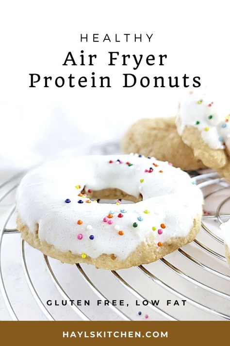 Air Fryer Protein, Fluffy Donut Recipe, Protein Donuts Recipe, Healthy Donuts Recipe, Air Fryer Donuts, Healthiest Protein Powder, Protein Dessert Recipes, High Protein Cheesecake, Baking With Protein Powder