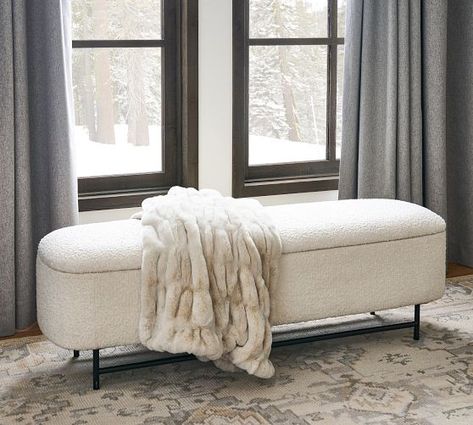 Living Room Furniture | Pottery Barn Storage Bench Bedroom, Toy Storage Solutions, End Of Bed Bench, Outdoor Cushion Covers, Upholstered Storage Bench, Construction Crafts, Bed Bench, Bedroom Bench, Upholstered Storage