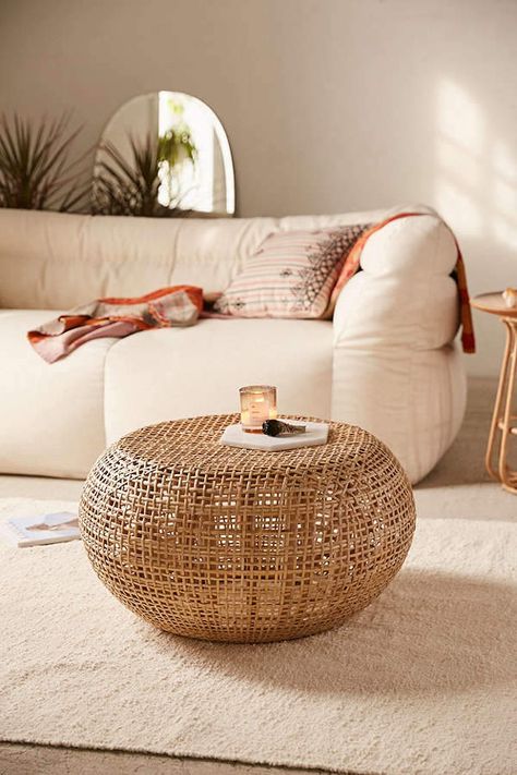 Marte Ottoman | Bohemian home decor, Boho inspiration, free spirit, gypsy, wanderer, #boho #ad Boho Ottoman, Rattan Ottoman, Minimalist Dekor, Daybed Cushion, Living Room Boho, Bohemian Living Rooms, Wood Daybed, Bohemian Living, Bohemian Living Room