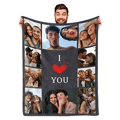 Blanket Gift Ideas, Christmas Gift For Girlfriend, Christmas Couples, Personalized Throw Blanket, Custom Photo Blanket, Picture Blanket, Word Collage, Birthday Souvenir, Photo Collage Gift