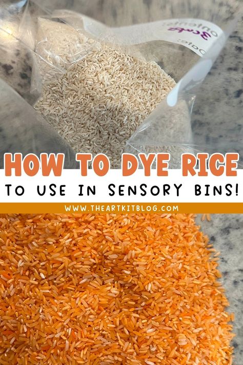 How to Dye Rice for a Sensory Bin How To Dye Rice, Dye Rice, Grape Ice Cream, Candy Drinks, Etiquette And Manners, Playdough Recipe, Wheel Art, How To Make Slime, Educational Activities For Kids