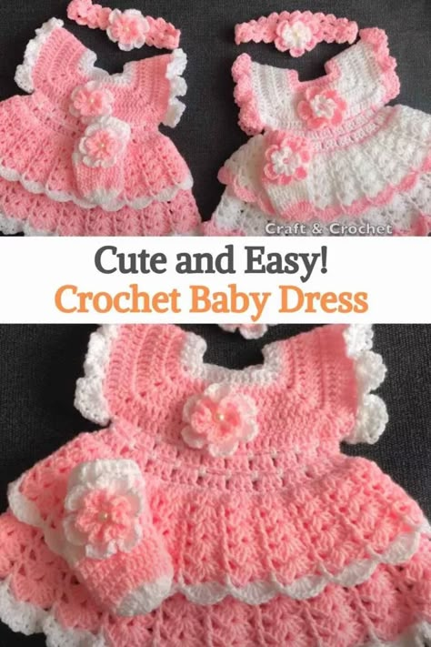 Crochet Baby Dress Free Pattern, Crochet Baby Stuff, Crochet Doll Clothes Free Pattern, Crochet Baby Dresses, Crochet Dress Pattern Free, Newborn Crochet Patterns, Crochet Baby Girl Dress, Baby Luna