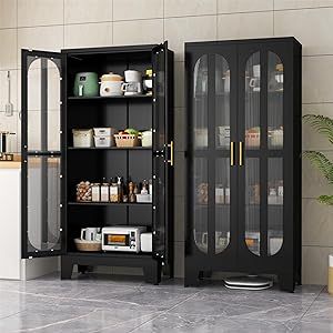 Cupboard For Kitchen, Food Pantry Cabinet, Black Kitchen Cabinet, Metal Garage Storage Cabinets, Garage Storage Cabinet, Cabinet With Glass Doors, Metal Storage Cabinet, Cabinet For Living Room, Metal Garage