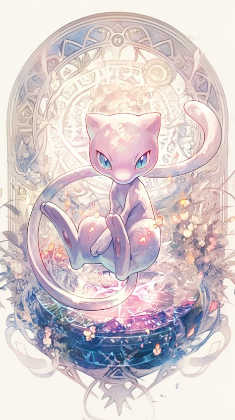 Pokemon Legendary Wallpaper, Sylveon Realistic, Cute Mewtwo, Mew Fanart Pokemon, Alolan Ninetales Art, Mew Wallpaper Pokemon, Pokemon Mewtwo Wallpapers, Mew Pokemon Art, Mew Drawing