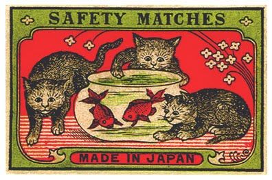 Cats and Goldfish Safety Match Label