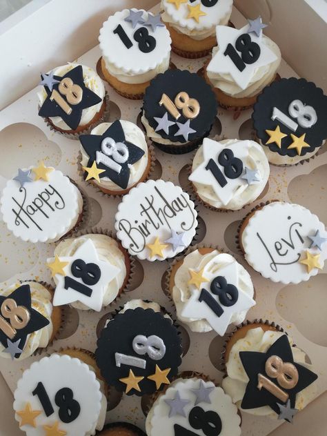 Cupcake 18th Birthday, Boys 18th Birthday Party Ideas, 18th Birthday Party Ideas Boy, 18th Birthday Cupcakes Ideas, 16 Birthday Cupcakes, 18th Cupcakes, 18th Birthday Party Ideas For Boys, Teen Cupcakes, 18th Birthday Cupcakes