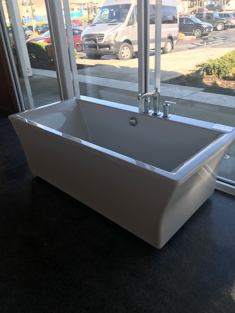 Kohler stargaze 72” wth fluted apron-like the faucet mount,  sat in it, it is great. Kohler Stargaze Tub, Kohler Bathtub, Cottage Bathroom Ideas, New Build House, Build House, Cottage Bathroom, Freestanding Tub, Free Standing Tub, New Build