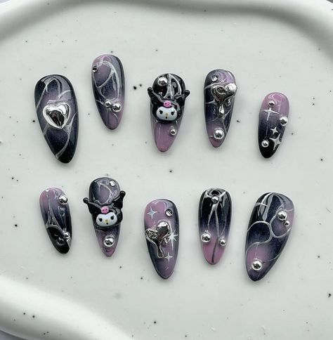 Nail Designs Sanrio, Chinese Nails Designs, Xiaohongshu Nails, Nails Chinese, Nails Douyin, Chinese Nails, Douyin Nails, Nails Korean, Korean Nail