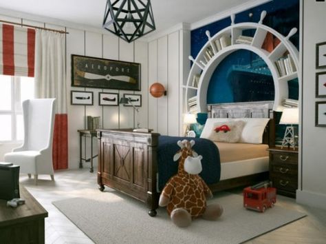 Ahoy! Set Sail This Summer with the Nautical Trend Contemporary Kids Bedroom, Traditional Kids Bedroom, Design Interior Modern, Boys Bedroom Themes, Nautical Room, Themed Kids Room, Nautical Bedroom, Ikea Design, Ideas Hogar